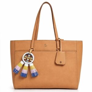 Tory Burch Tan Robinson Tote Bag w/ Extra Bag Charm